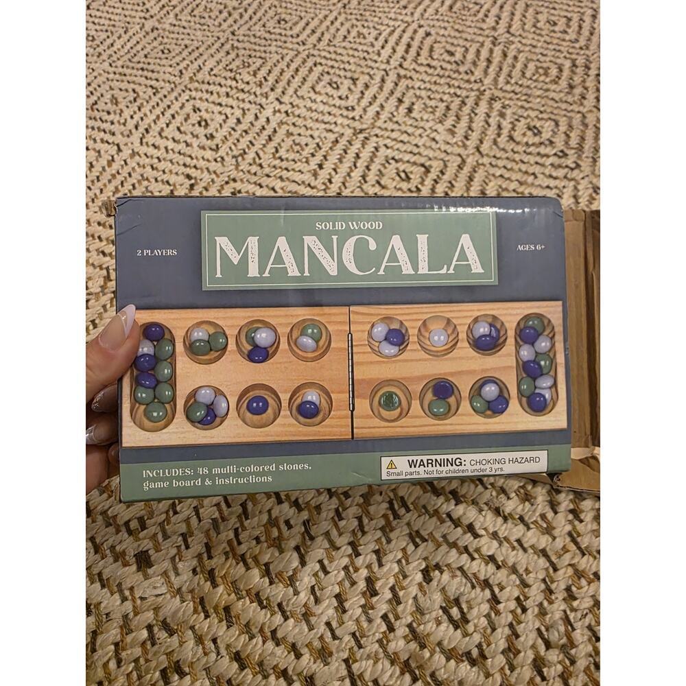Solid Wood Mancala Board Game 2005 Target 30 Stones - Picture 6 of 16